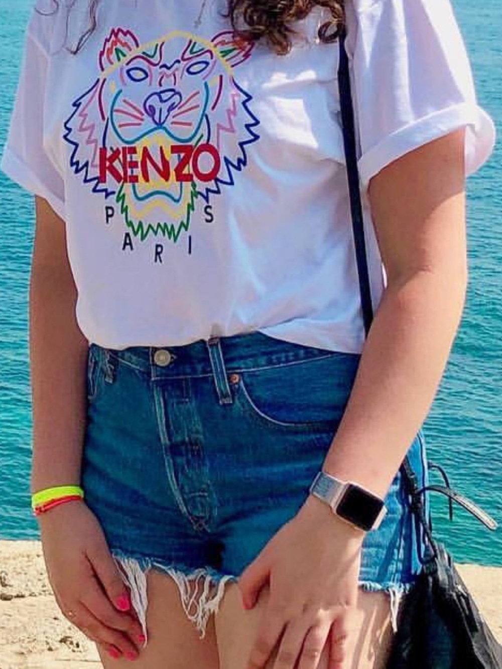 Kenzo White Tee with Multicolor Tiger Logo - Picture 3 of 3